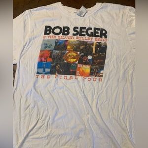 All Album Final Tour Bob Seger T-Shirt White Size L large t-Shirt HE808